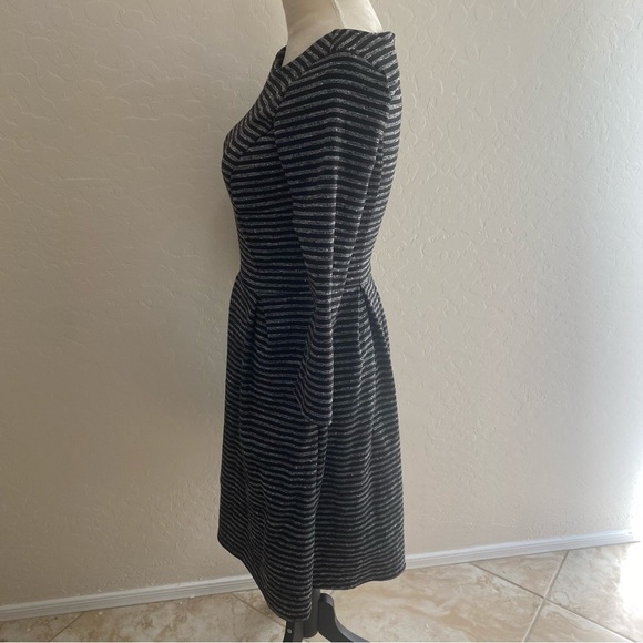 Merona 3/4 length sleeve black and gray striped fit and flare dress Size XS - Picture 4 of 7
